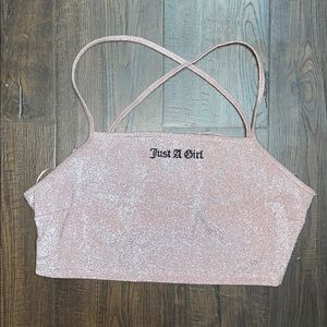 Pink Sparkly TopShop Cropped Top.